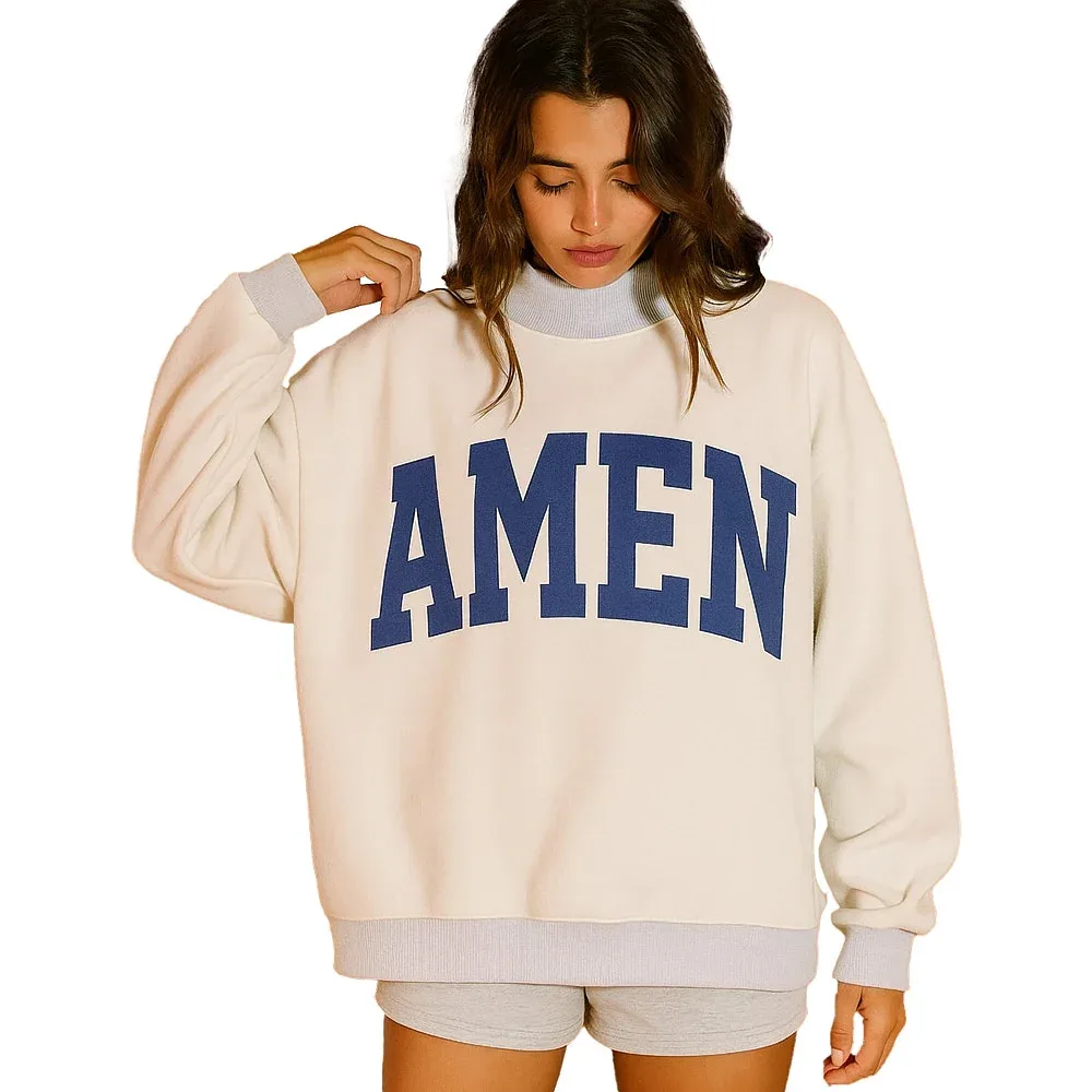 Bucketlist Women's Grey & Navy WWJD & Amen Reversible Sweatshirt - Image 2