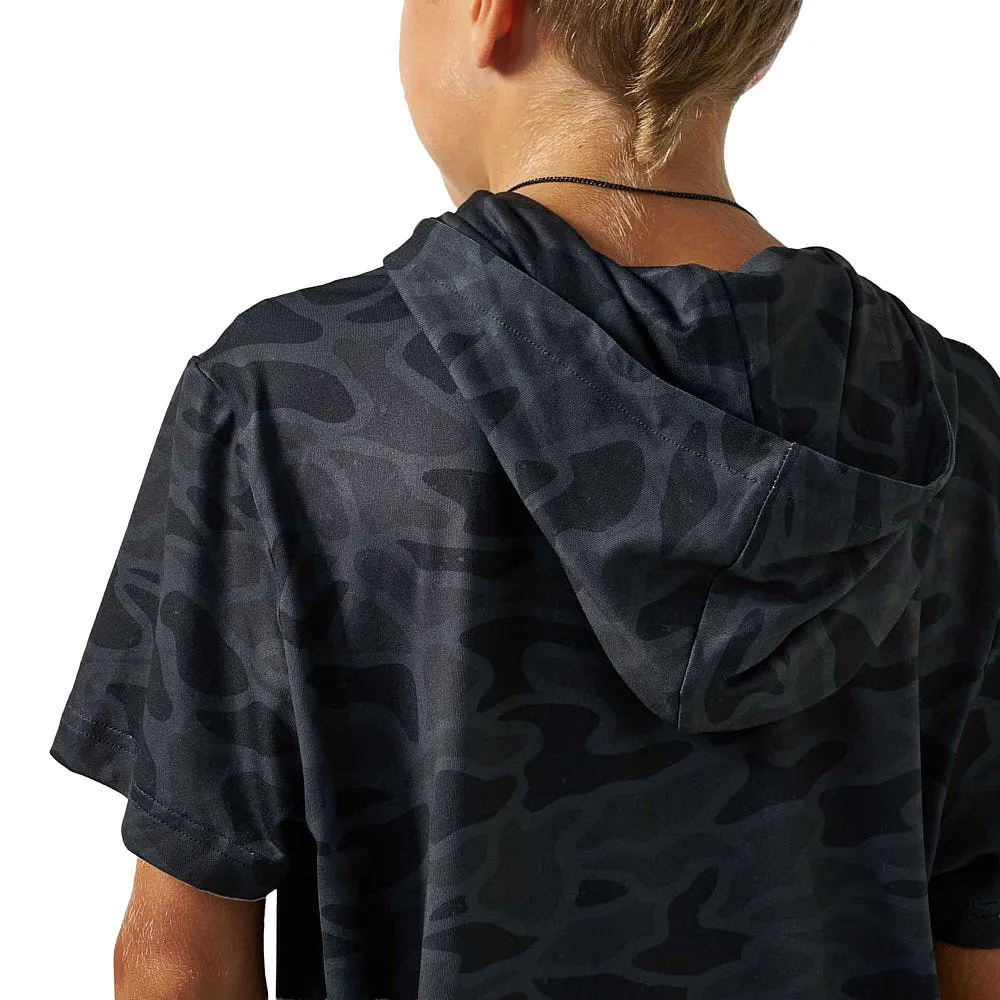 Burlebo Boy's Black Camo Short Sleeve Performance Hoodie - Image 2