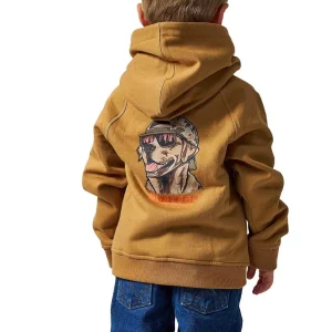 Burlebo Boy's Light Brown Dog Fleece Hoodie