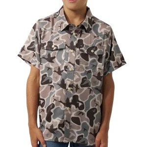 Burlebo Boy's Mallard Mayham Camo Performance Western Shirt
