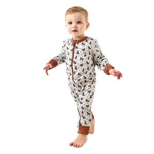Burlebo Infant Boy's Ducks & Dogs Zip Up Onesie