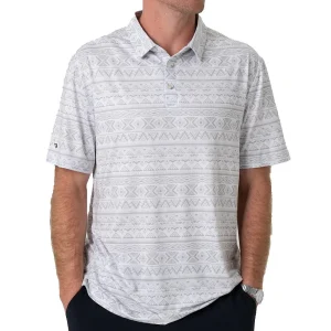 Burlebo Men's Grey Aztec Performance Polo