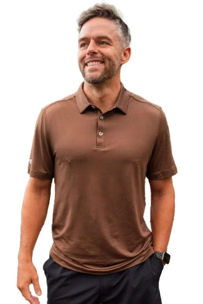 Burlebo Mens Heather Brown Performance Polo