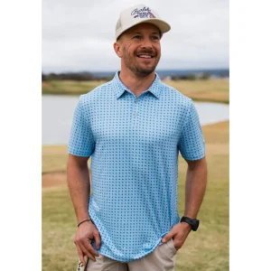 Burlebo Mens Texas Blue Performance Polo
