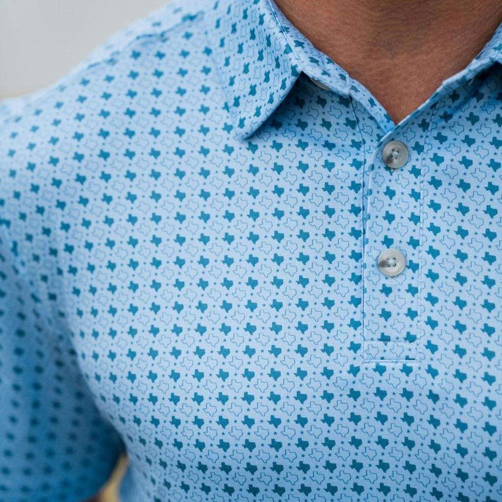 Burlebo Mens Texas Blue Performance Polo - Image 2