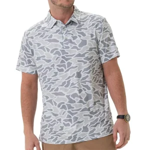 Burlebo Men's White Camo Performance Polo