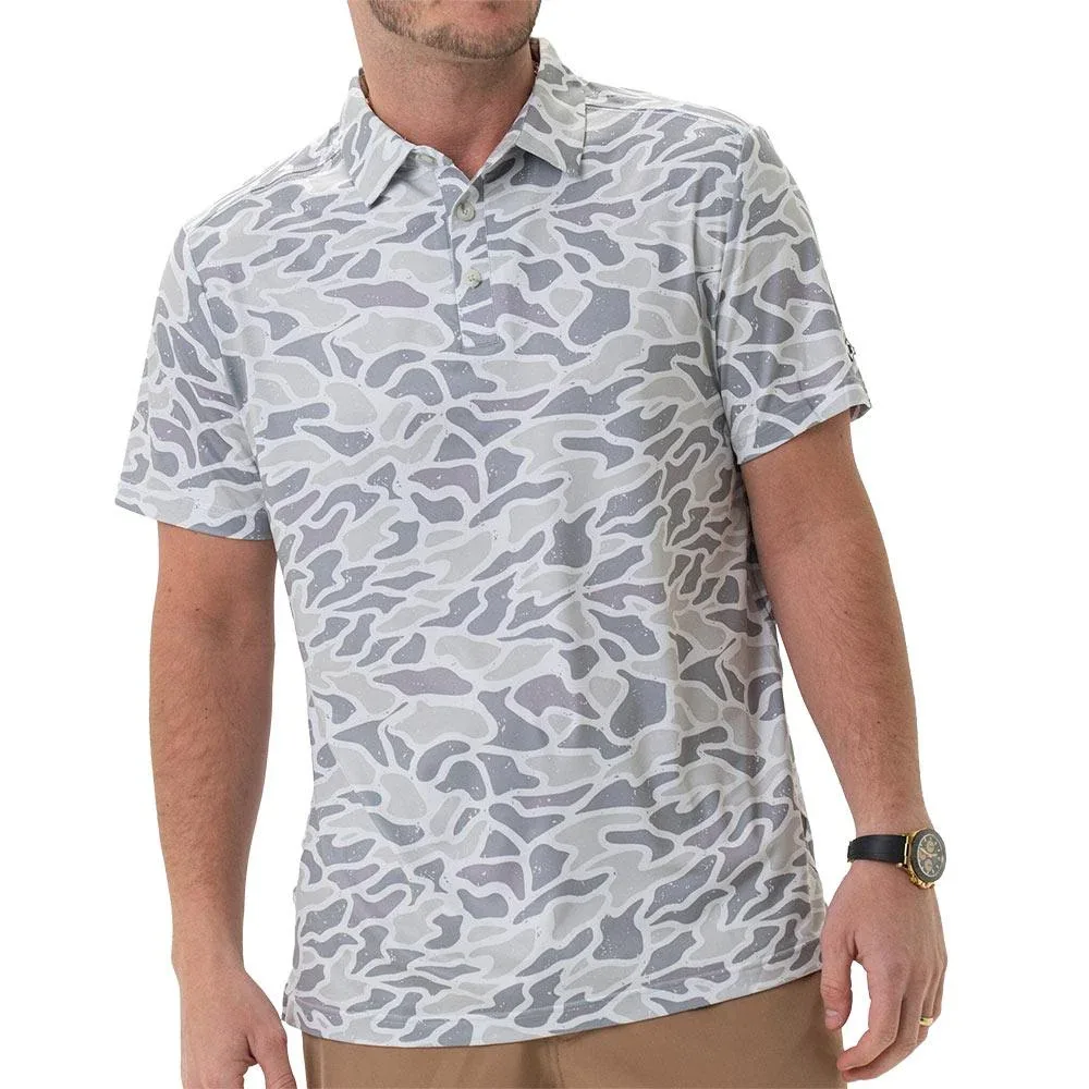 Burlebo Men's White Camo Performance Polo