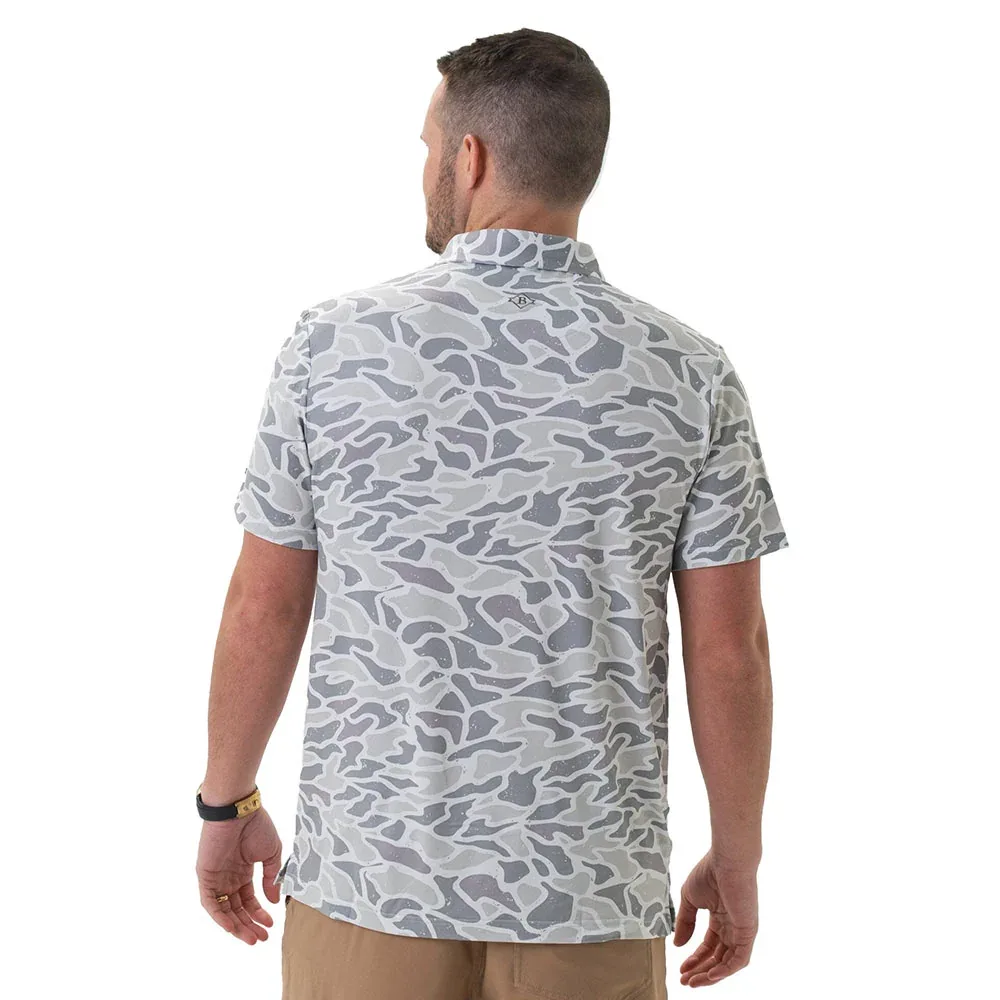 Burlebo Men's White Camo Performance Polo - Image 2