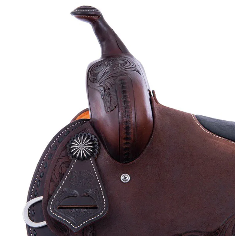 Burns Saddlery 13530FD Chocolate Tooled 13.5in Barrel Saddle-Inlay - Image 2