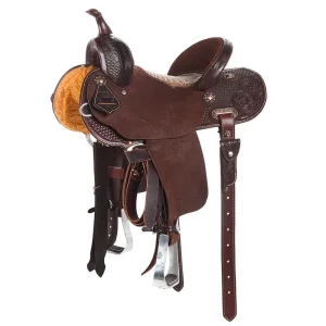 Burns Saddlery 13in 30MDX Chocolate Combo Tooled Barrel Saddle
