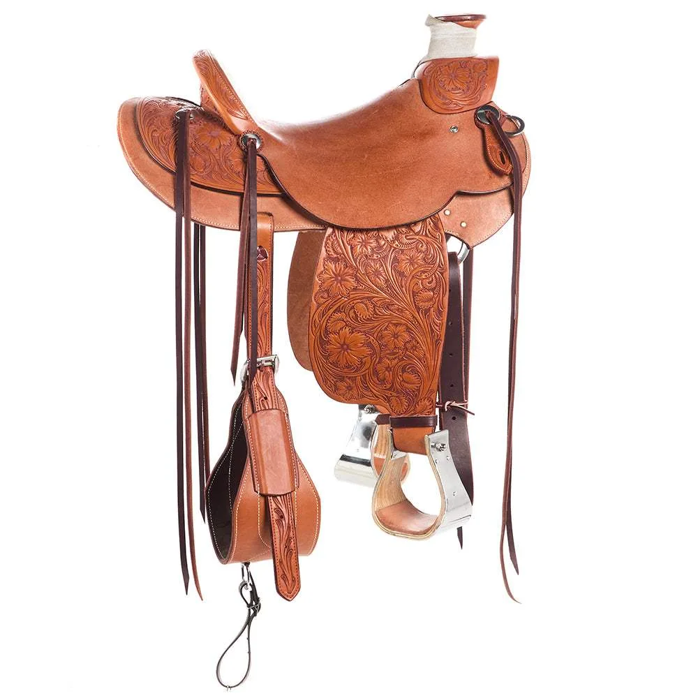 Burns Saddlery 15.5in 5/8 Breed Wyoming Flower Wade Ranch Saddle - Image 2