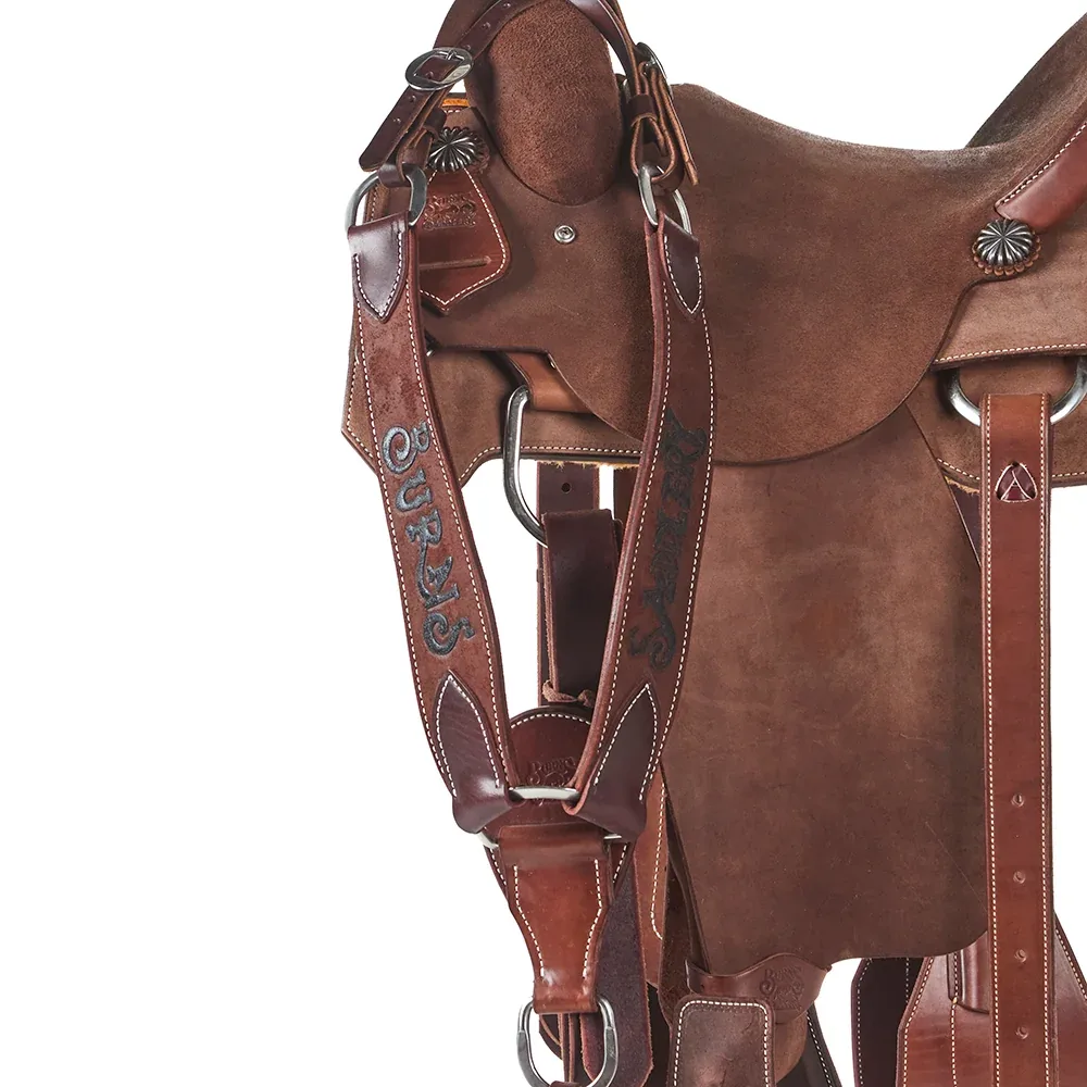Burns Saddlery Chocolate Roughout 15in Team Roping Saddle - Image 2