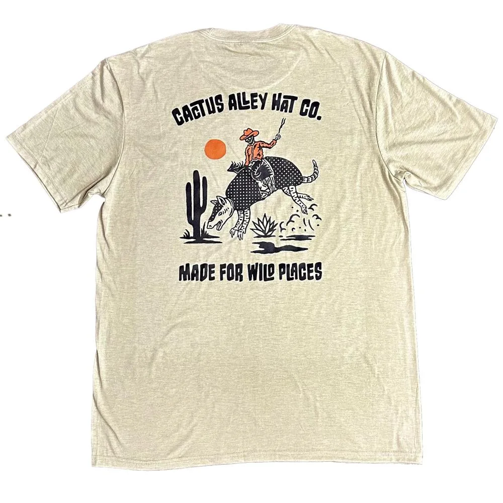 Cactus Alley Hat Co Buckin Dillo Tan Tee