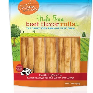 Canine Naturals Hide-Free Beef Rolls Natural Dog Chews - 4 Inch - 2 oz - 30 Count
