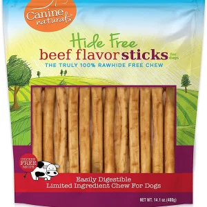 Canine Naturals Hide-Free Beef Rolls Natural Dog Chews- 5 Inch - 14.1 oz - 40 Count