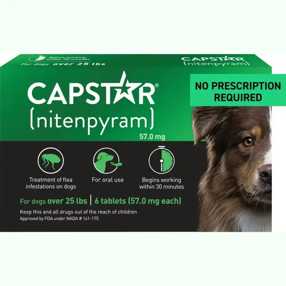 Capstar Flea Tablet for Large Dogs - Fast-Acting Treatment 57 Mg Each, 6 Tablets