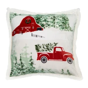 Carstens Christmas Barn/Truck Sherpa Pillow