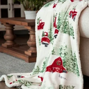 Carstens Christmas Barn/Truck Sherpa Throw