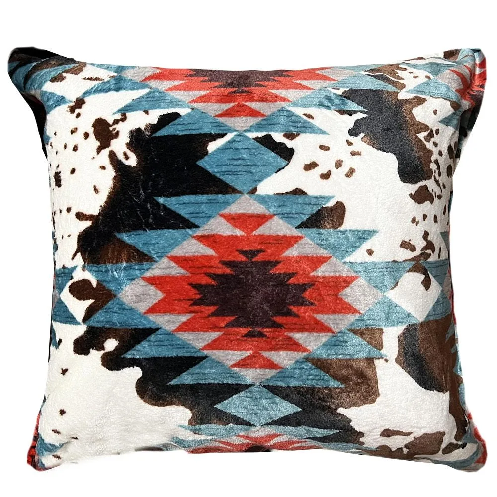 Carstens Southwest Cowhide Plush Sherpa Pillow