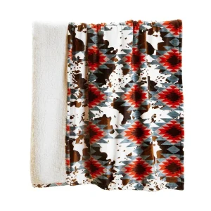 Carstens Southwest Cowhide Plush Sherpa Throw