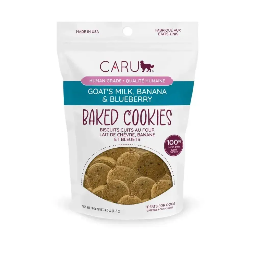 Caru Pet Food Goat Milk Dog Treats with Banana & Blueberry 4 oz