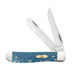 Case Knives Smooth Blue Sycamore Wood Mini Trapper Knife