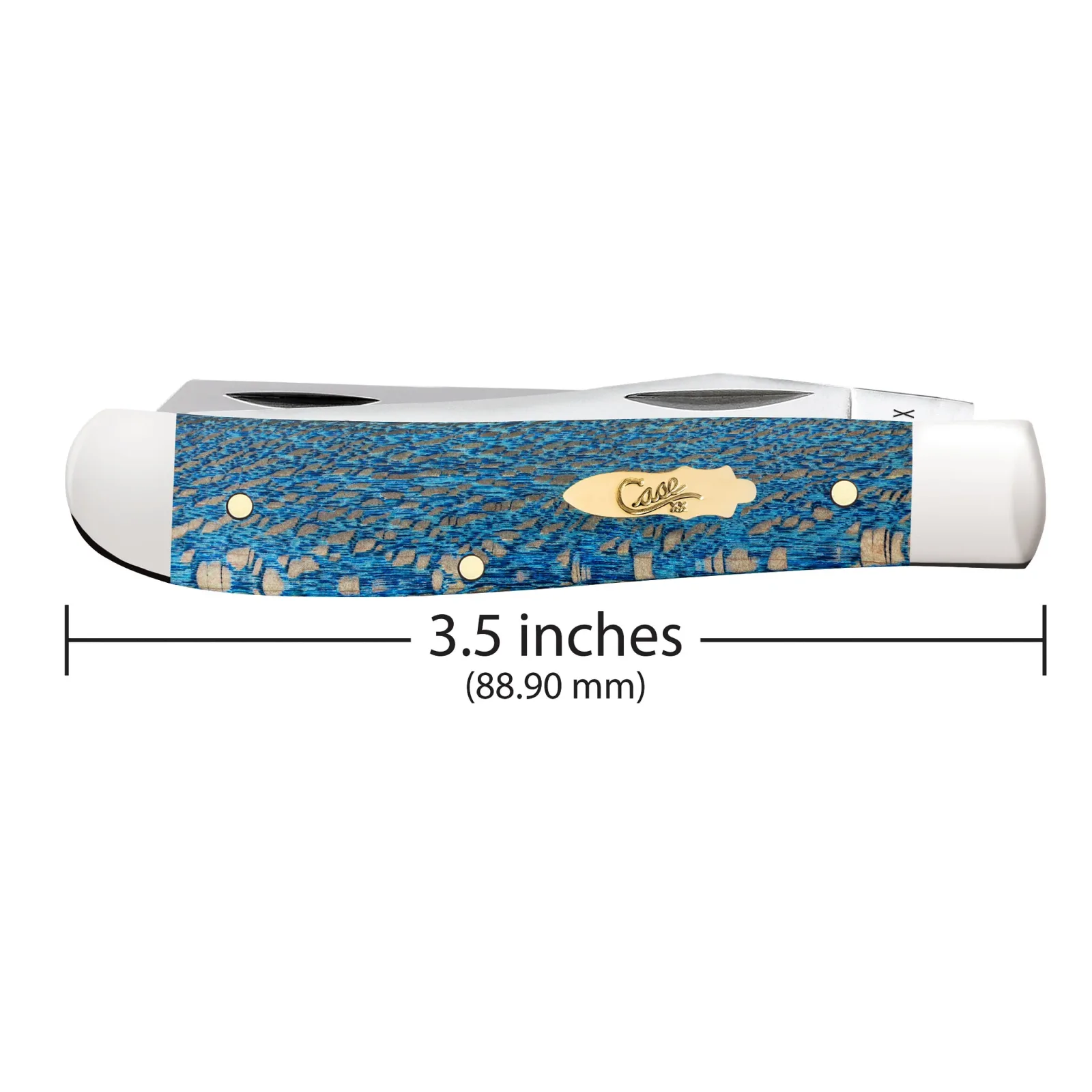 Case Knives Smooth Blue Sycamore Wood Mini Trapper Knife - Image 2