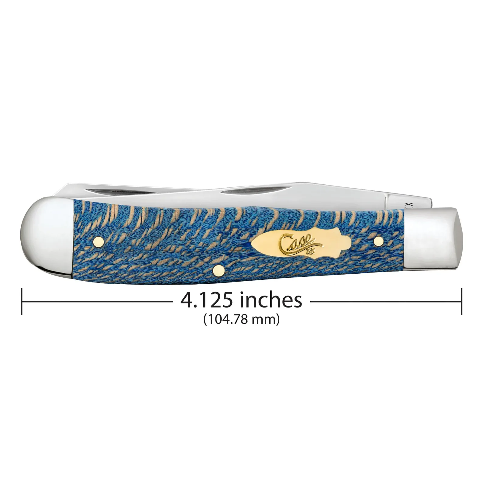 Case Knives Smooth Blue Sycamore Wood Trapper Knife - Image 2