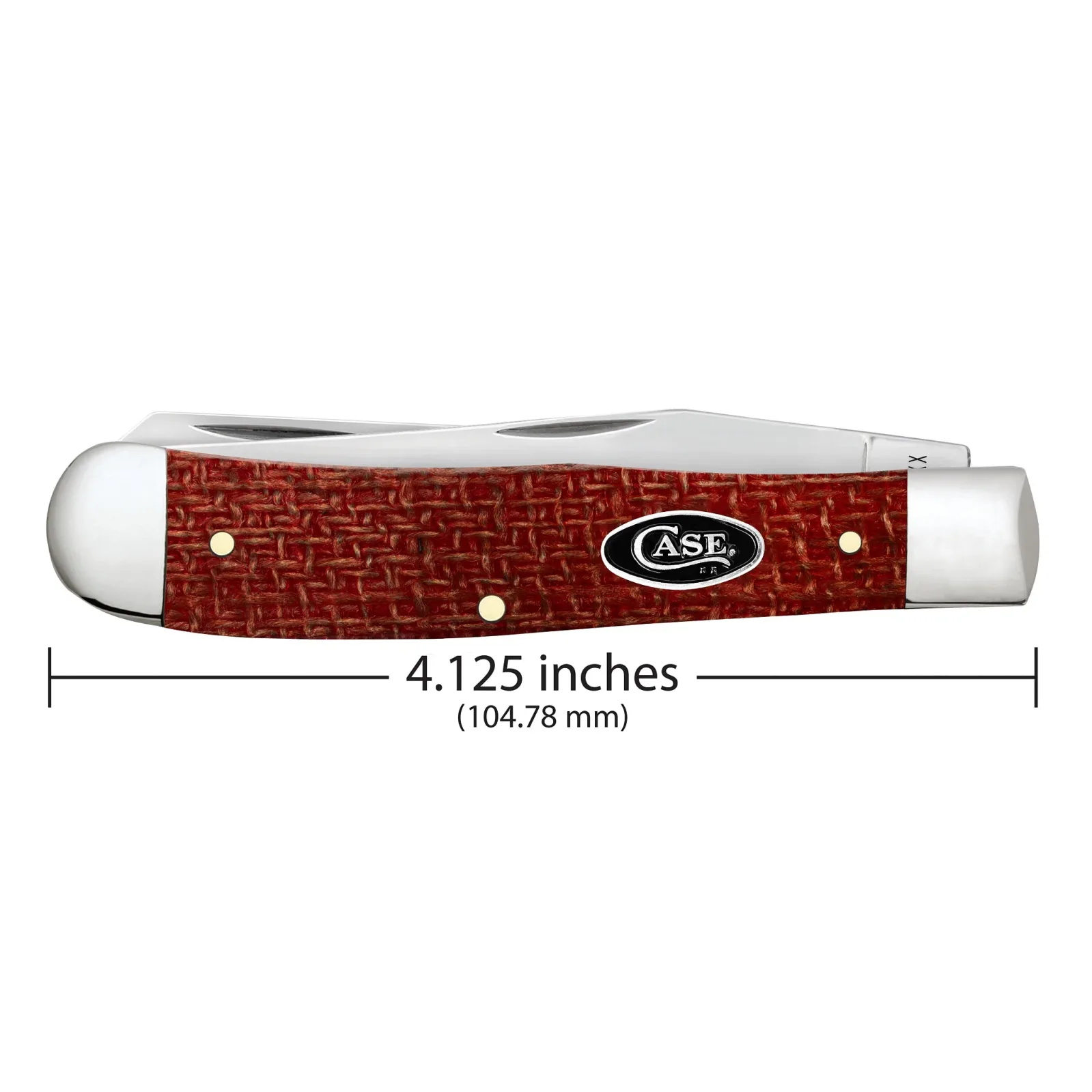 Case Knives Smooth Dark Red Burlap Micarta CS Trapper Knife - Image 2