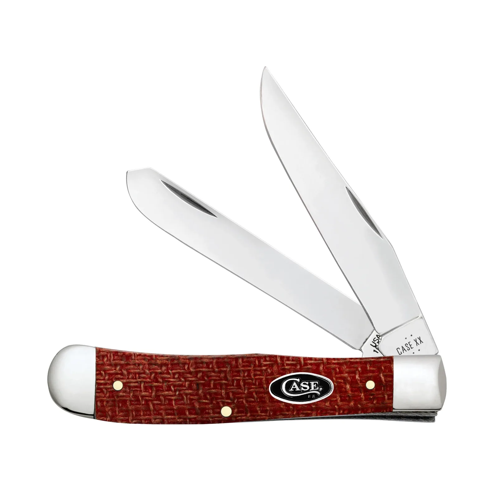 Case Knives Smooth Dark Red Burlap Micarta CS Trapper Knife