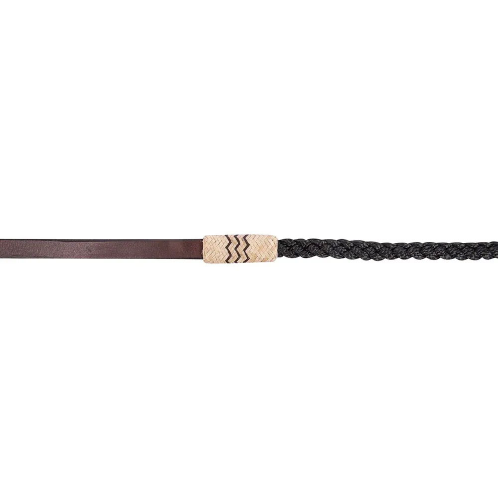 Cashel Company Black Braided Roping Rein with Rawhide Accents - Image 2