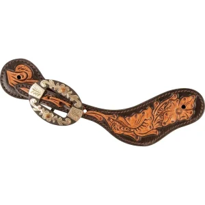 Cashel Company Two Tone Floral Tooled Spur Straps