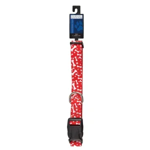 Casual Canine Patterns Collar Bone 10-16In Red