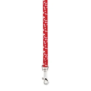 Casual Canine Patterns Lead Bone 4Ftx5/8In Red