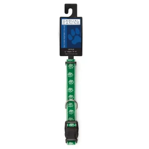 Casual Canine TwoTone Pawprint Collar 6-10In Green