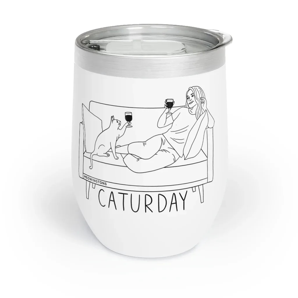 Caturday Chill Wine Tumbler