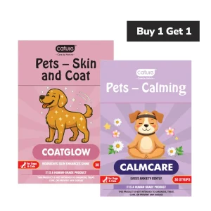 Cature Care by Nature Coatglow & Calmcare Dissolving Oral Strips for Dogs and Cats (Buy 1 Get 1)