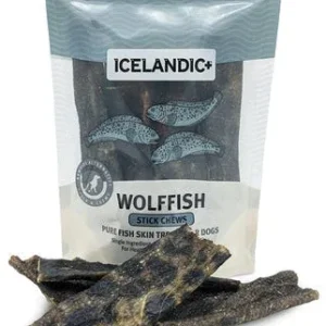 celandic+ Wolffish Skin Stick Chews Natural Dehydrated Cat and Dog Treats - 4 oz