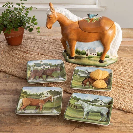 Certified International Corp York Stables Canape Plates Set of 4 - Image 2