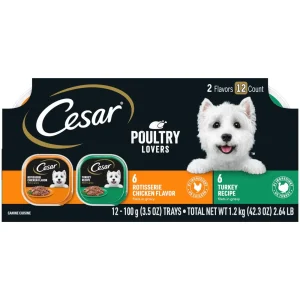Cesar Canine Cuisine Filets and Poultry Lovers Multi-Pack Wet Dog Food - 3.5 oz - Case of 24