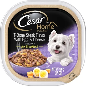Cesar Canine Cuisine Home Delights T-Bone Steak with Egg & Cheese Wet Dog Food - 3.5 oz - Case of 24