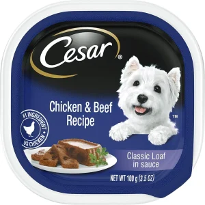 Cesar Canine Cuisine Puppy with Chicken & Beef in Meaty Juices Wet Dog Food - 3.5 oz - Case of 24