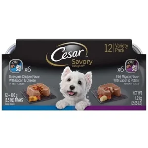 Cesar Canine Cuisine Savory Chicken & Steak Multi-Pack Wet Dog Food - 3.5 oz - Case of 24
