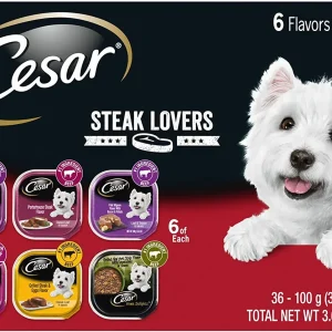 Cesar Canine Cuisine Steak Pack Multi-Pack Wet Dog Food - 3.5 oz - Case of 36