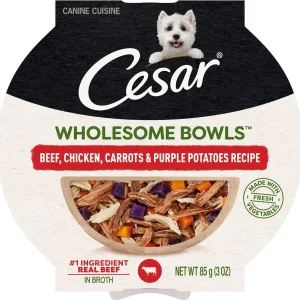 Cesar Wholesome Bowls Beef, Chicken, Purple Potatoes & Carrots Wet Dog Food - 3 oz - Case of 10