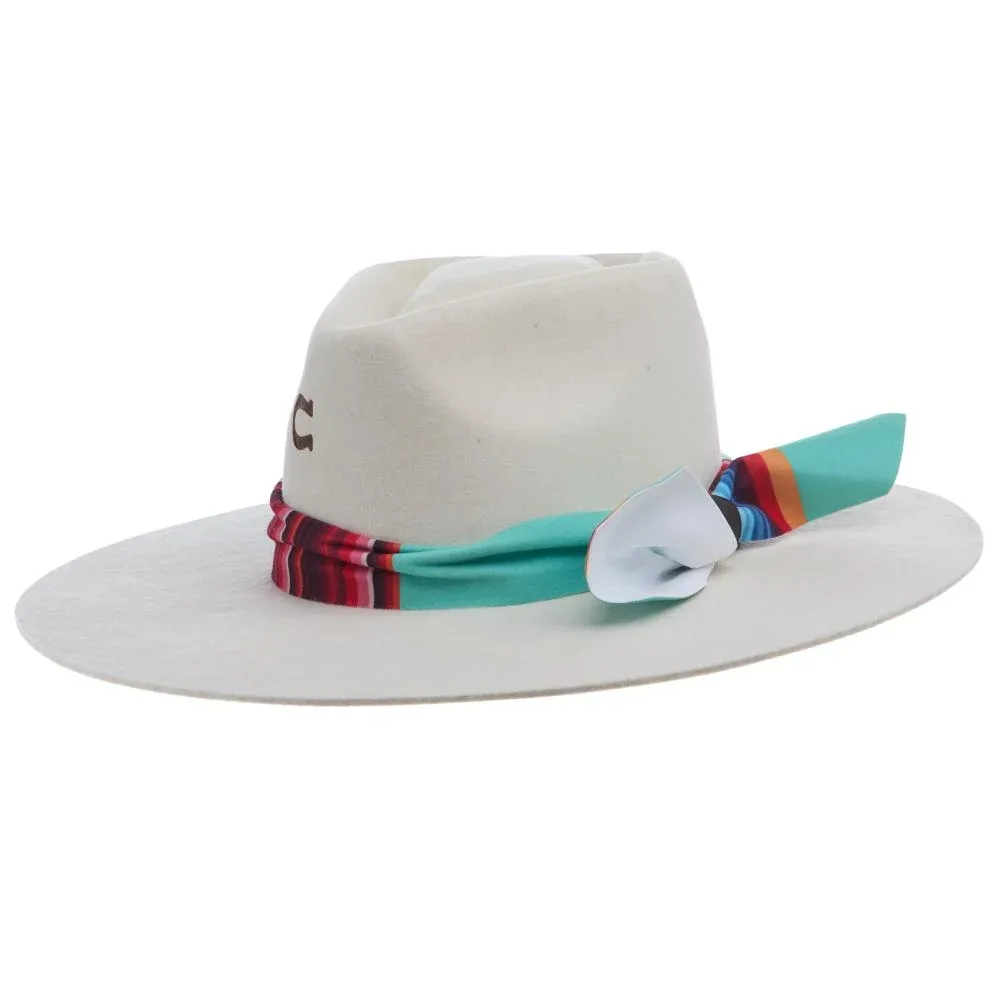 Charlie 1 Horse Indian Lodge 3 3/4in Brim White Fashion Hat