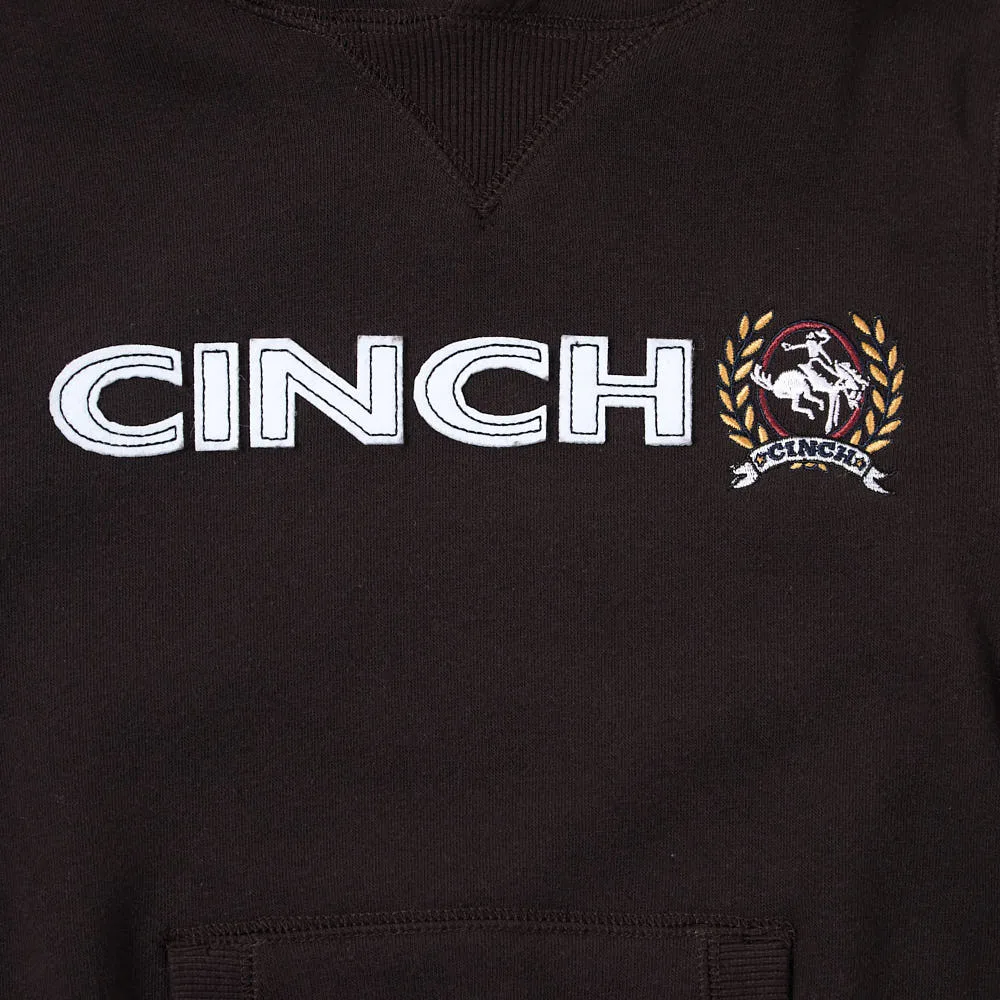 Cinch Boy's Brown Logo Fleece Hoodie - Image 2