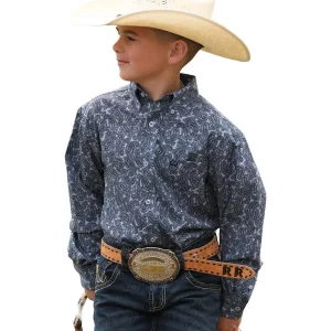 Cinch Boy's Light Blue Print ArenaFlex Shirt