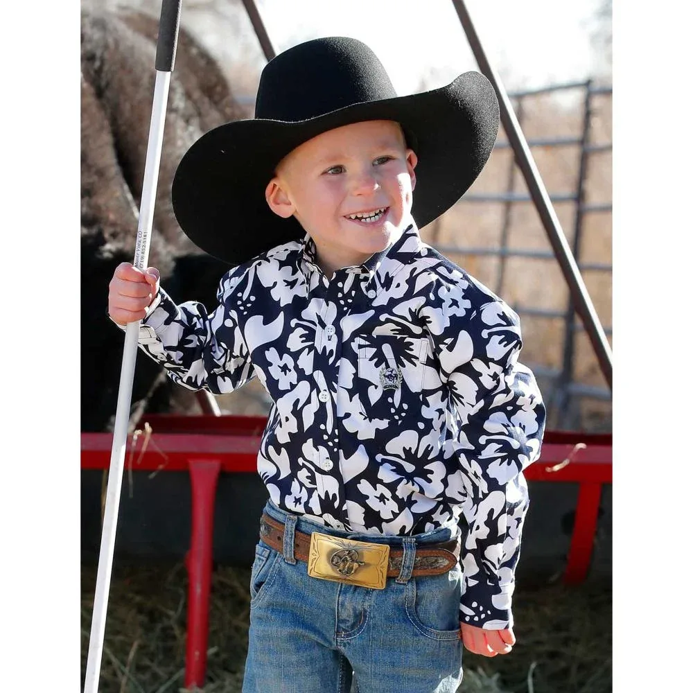 Cinch Boys Navy Floral Print Button Shirt