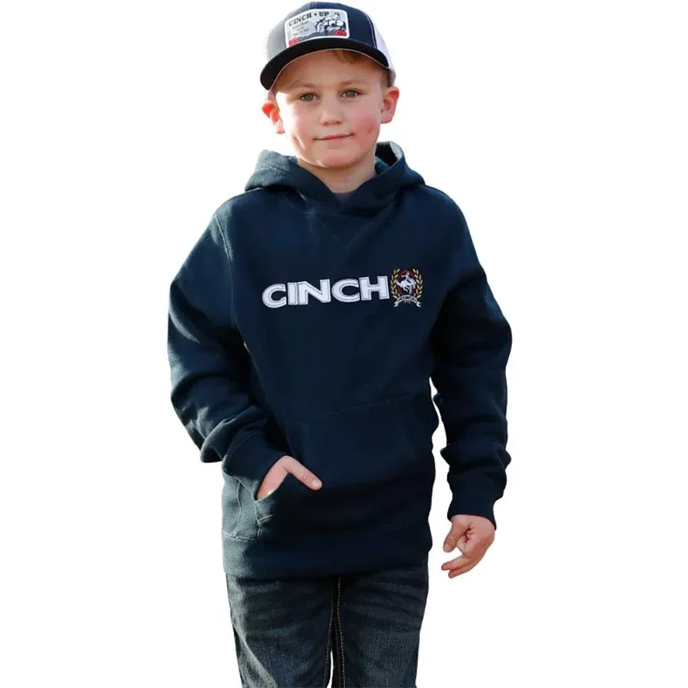 Cinch Boy's Navy Logo Fleece Hoodie